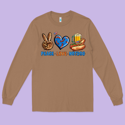 Peace Love Hotdog Long Sleeve Tee Designed By Bundleandbundleshop