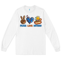 White Peace Love Hotdog Long Sleeve Tee - BundleAndBundleShop