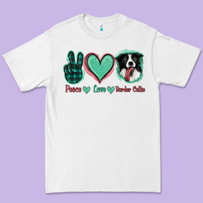 Peace Love Border Collie Premium Tee Designed By Jasminsmagicworld