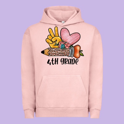 Peace Love 4th Grade Urban Hoodie Designed By Jahusdesignshop
