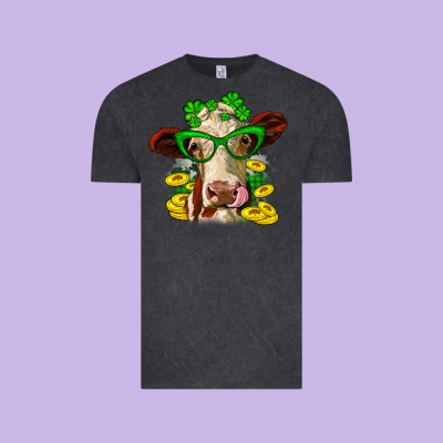St. Patrick's Day Cow Vintage Tee Designed By Oliviacreatesart