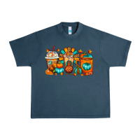 Midnight Navy Thanksgiving Coffee Cups Urban Heavy Tee - FaDigitalArtStudio