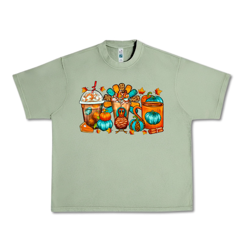 Thanksgiving Coffee Cups Urban Heavy Tee by FaDigitalArtStudio | Teevron