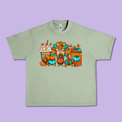 Thanksgiving Coffee Cups Urban Heavy Tee Designed By Fadigitalartstudio