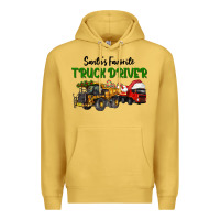 Antique Gold Santa's Favorite Truck Driver Premium Hoodie - LillyAllenDesigns