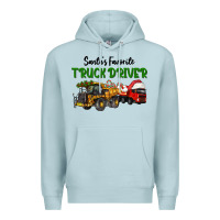 Blue Mist Santa's Favorite Truck Driver Premium Hoodie - LillyAllenDesigns