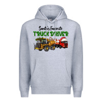 Heather Grey Santa's Favorite Truck Driver Premium Hoodie - LillyAllenDesigns