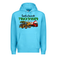 Ocean Blue Santa's Favorite Truck Driver Premium Hoodie - LillyAllenDesigns