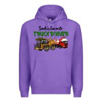 Purple Santa's Favorite Truck Driver Premium Hoodie - LillyAllenDesigns
