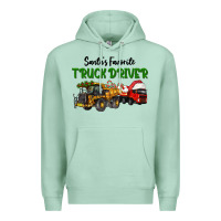 Seafoam Santa's Favorite Truck Driver Premium Hoodie - LillyAllenDesigns