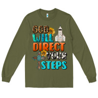 Army Green God Will Direct Your Steps Long Sleeve Tee - BundleAndBundleShop