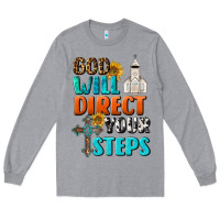 Heather Grey God Will Direct Your Steps Long Sleeve Tee - BundleAndBundleShop