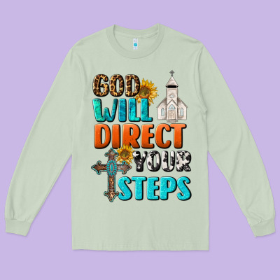 God Will Direct Your Steps Long Sleeve Tee Designed By Bundleandbundleshop