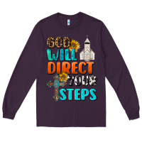Plum God Will Direct Your Steps Long Sleeve Tee - BundleAndBundleShop