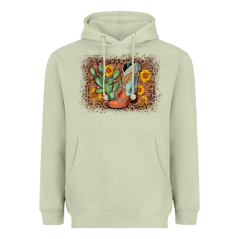 Cowboy Boots Cactus Leopard Heavyweight Hoodie by AdoDesignShop | Teevron