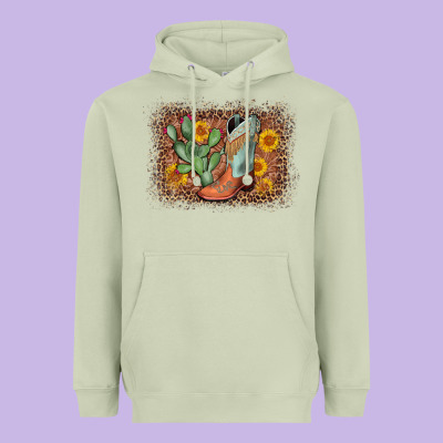 Cowboy Boots Cactus Leopard Heavyweight Hoodie Designed By Adodesignshop