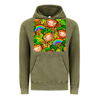 St. Patrick's Dwarf Seamless Pattern Digital Paper Vintage Hoodie | Teevron