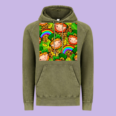 St. Patrick's Dwarf Seamless Pattern Digital Paper Vintage Hoodie Designed By Bundleandbundleshop