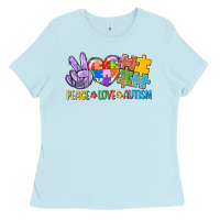 Baby Blue Peace love Autism Ladies Tee - CowGirlArtShop