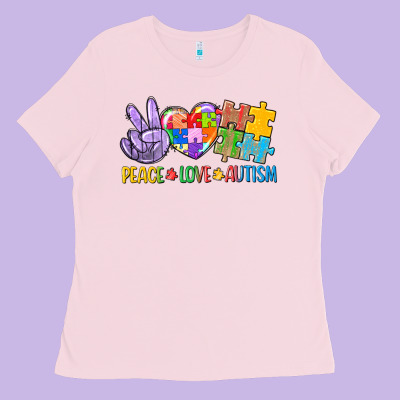 Peace Love Autism Ladies Tee Designed By Cowgirlartshop