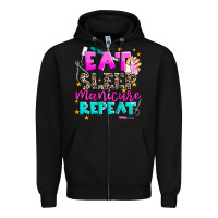 Black eat sleep manicure repeat Zipper Hoodie - AdoDesignShop