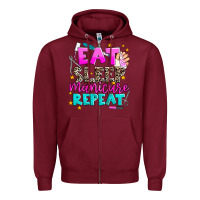 Burgundy eat sleep manicure repeat Zipper Hoodie - AdoDesignShop