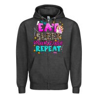 Charcoal Heather eat sleep manicure repeat Zipper Hoodie - AdoDesignShop