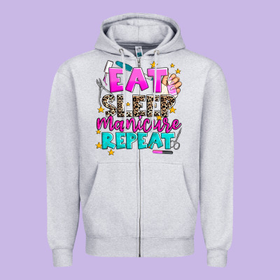 Eat Sleep Manicure Repeat Zipper Hoodie Designed By Adodesignshop