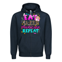Navy eat sleep manicure repeat Zipper Hoodie - AdoDesignShop