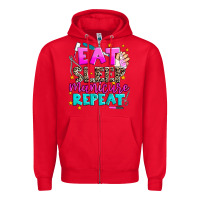 Red eat sleep manicure repeat Zipper Hoodie - AdoDesignShop