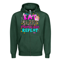 Sports Green eat sleep manicure repeat Zipper Hoodie - AdoDesignShop