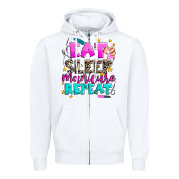 White eat sleep manicure repeat Zipper Hoodie - AdoDesignShop
