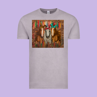 Western Horses With Bandanas Vintage Tee Designed By Ranaportraitstore