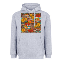 Heather Grey pumpkin plaid sunflower seamless Heavyweight Hoodie - AdoDesignShop