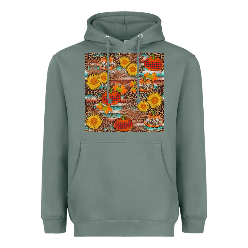 Pumpkin Plaid Sunflower Seamless Heavyweight Hoodie by AdoDesignShop | Teevron