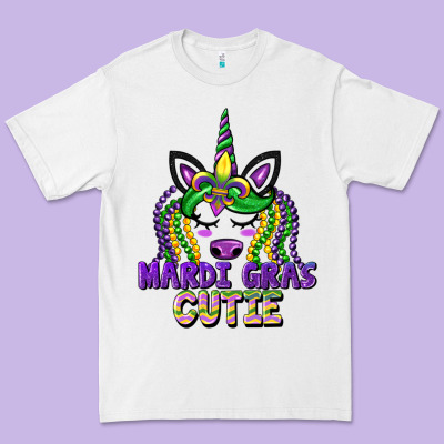 Mardi Gras Cutie Unicorn Premium Tee Designed By Cowgirlartshop