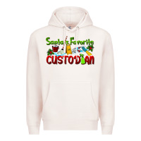 Pale Pink Santa's Favorite Custodian Premium Hoodie - LillyAllenDesigns