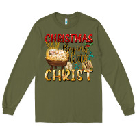 Army Green christmas begins with christ Long Sleeve Tee - FaDigitalArtStudio