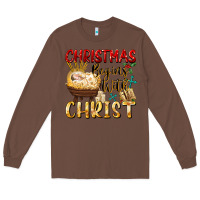 Chestnut christmas begins with christ Long Sleeve Tee - FaDigitalArtStudio