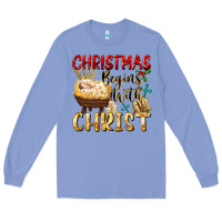Colony Blue christmas begins with christ Long Sleeve Tee - FaDigitalArtStudio