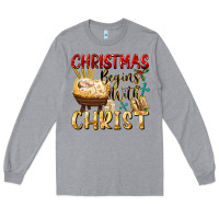 Heather Grey christmas begins with christ Long Sleeve Tee - FaDigitalArtStudio