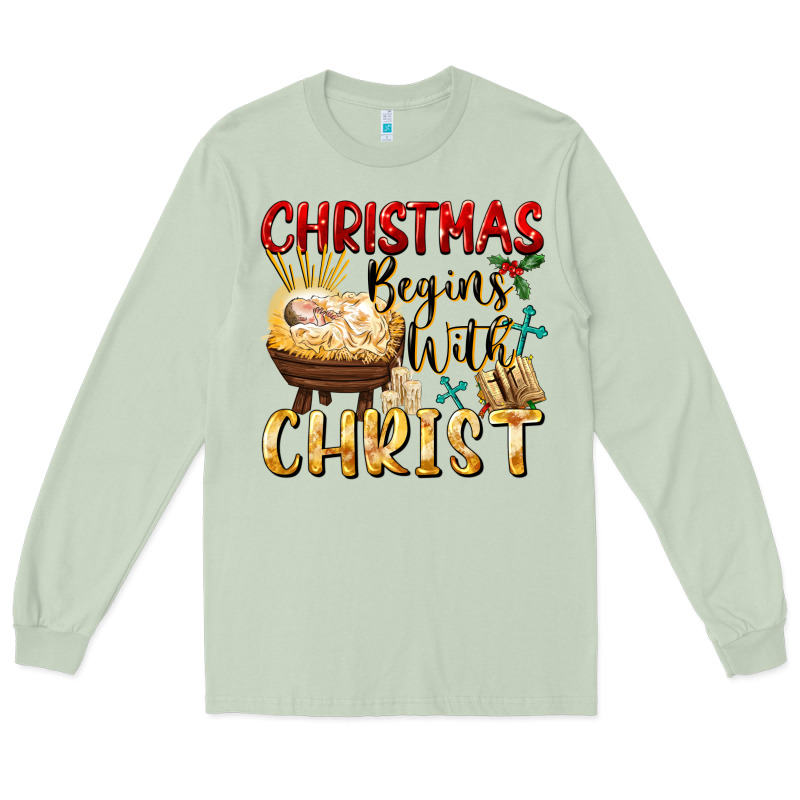 Christmas Begins With Christ Long Sleeve Tee by FaDigitalArtStudio | Teevron