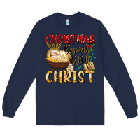 Navy christmas begins with christ Long Sleeve Tee - FaDigitalArtStudio