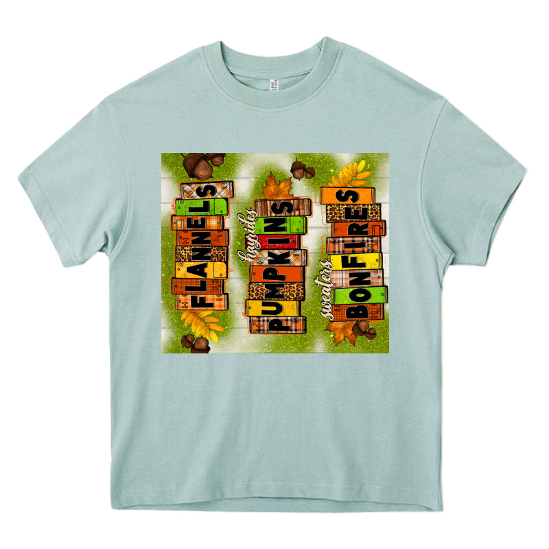 Flannels Hayrides Pumpkins Bonfires Fall Heavy Core Tee by TumblerDesignByShophia | Teevron