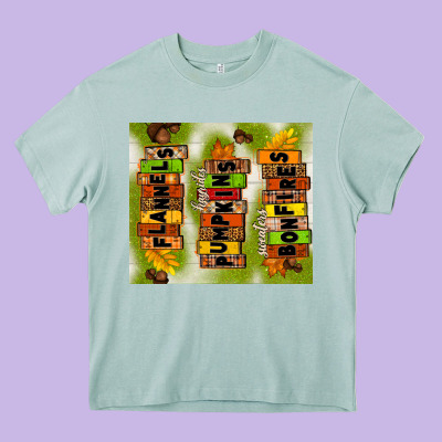Flannels Hayrides Pumpkins Bonfires Fall Heavy Core Tee Designed By Tumblerdesignbyshophia