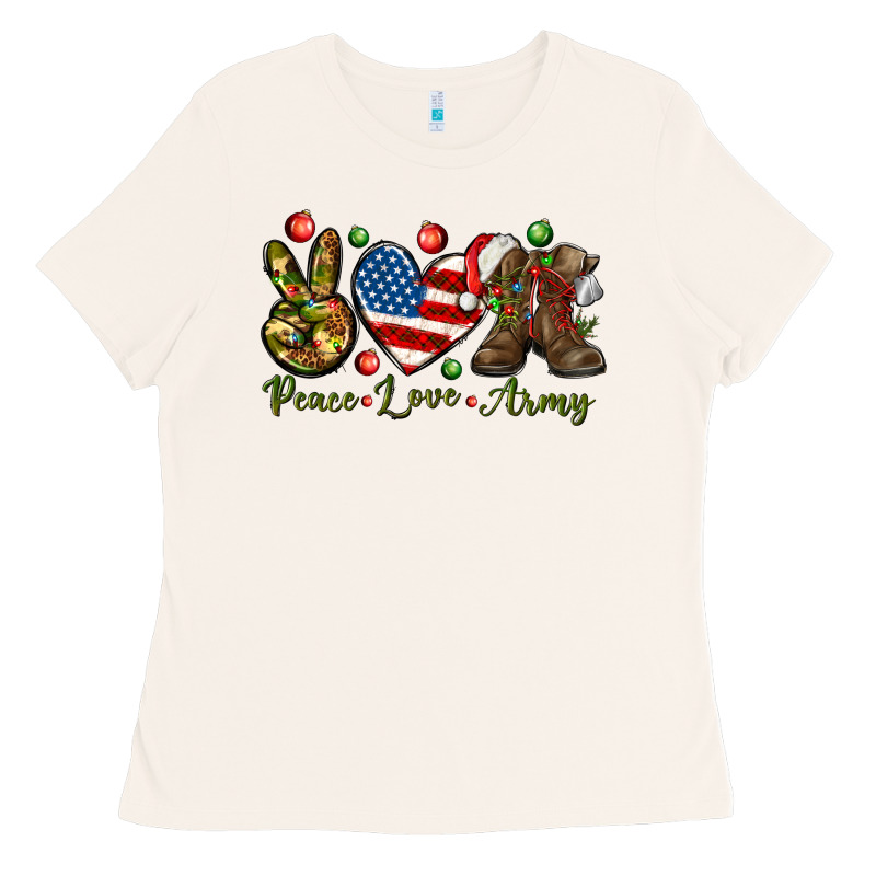 Peace Love Army Christmas 4th Of July Ladies Tee by HowdyJamesFarm | Teevron