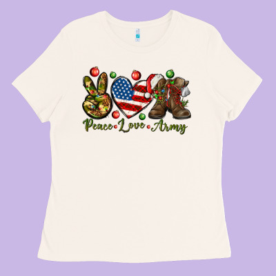 Peace Love Army Christmas 4th Of July Ladies Tee Designed By Howdyjamesfarm