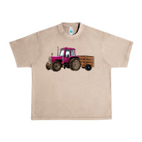 French Oak Pink Farm Tractor Urban Heavy Tee - RanaPortraitStore