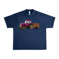 Navy Pink Farm Tractor Urban Heavy Tee - RanaPortraitStore