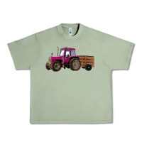 Oil Green Pink Farm Tractor Urban Heavy Tee - RanaPortraitStore